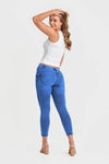WR.UP® Denim - Mid Rise - 7/8 Length - Cobalt Blue + Blue Stitching 4