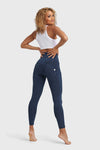 WR.UP® Denim With Front Pockets - Super High Waisted - 7/8 Length - Dark Blue + Blue Stitching 10