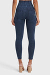 WR.UP® Denim With Front Pockets - Super High Waisted - 7/8 Length - Dark Blue + Blue Stitching 14
