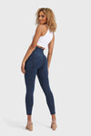 WR.UP® Denim With Front Pockets - Super High Waisted - 7/8 Length - Dark Blue + Blue Stitching 11