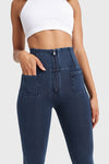 WR.UP® Denim With Front Pockets - Super High Waisted - 7/8 Length - Dark Blue + Blue Stitching 15