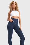 WR.UP® Denim With Front Pockets - Super High Waisted - 7/8 Length - Dark Blue + Blue Stitching 3