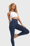WR.UP® Denim With Front Pockets - Super High Waisted - 7/8 Length - Dark Blue + Blue Stitching 5
