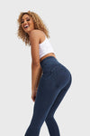 WR.UP® Denim With Front Pockets - Super High Waisted - 7/8 Length - Dark Blue + Blue Stitching 4