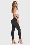 WR.UP® Biker Denim - Super High Waisted - 7/8 Length - Black + Black Stitching 4