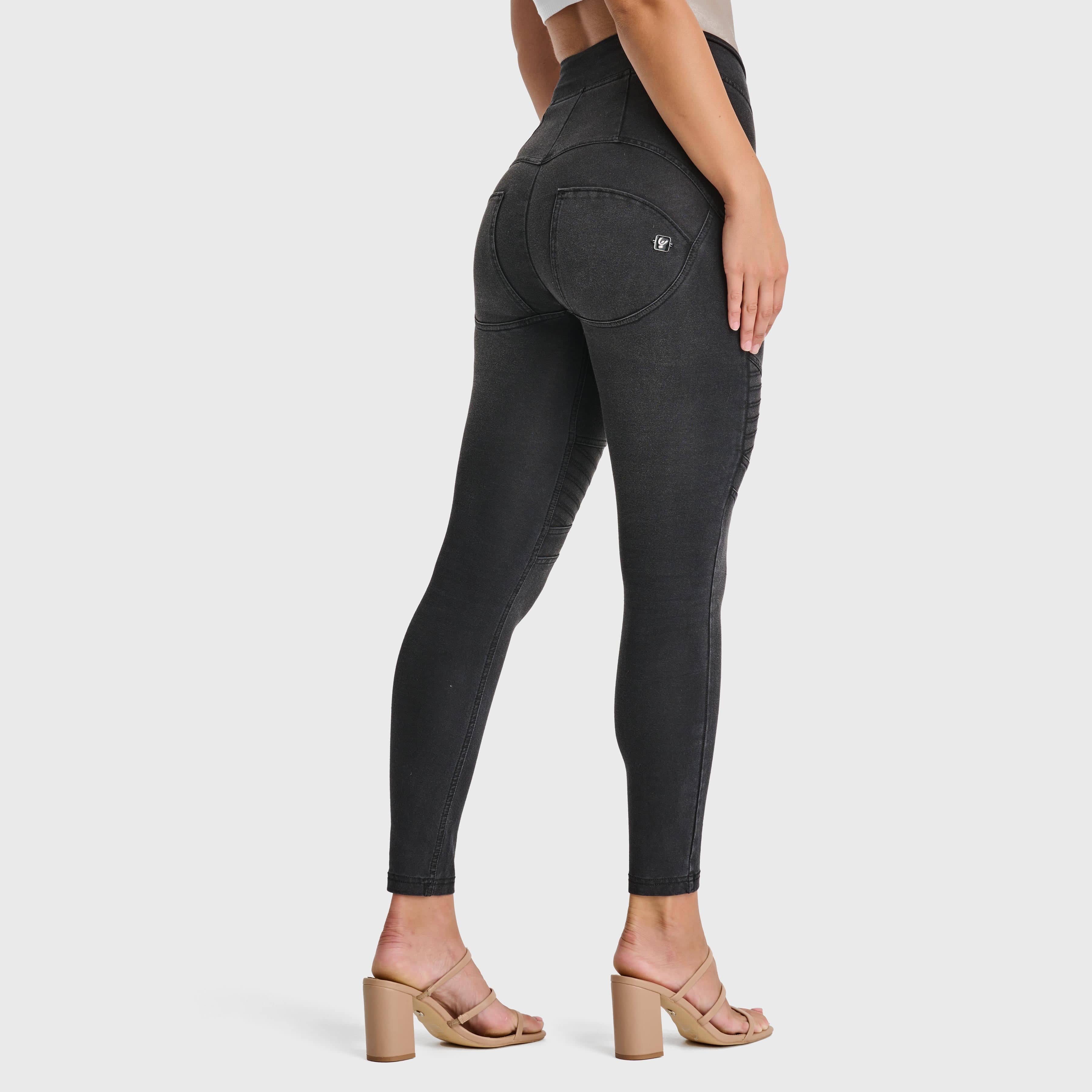 WR.UP® Biker Denim - Super High Waisted - 7/8 Length - Black + Black Stitching 2