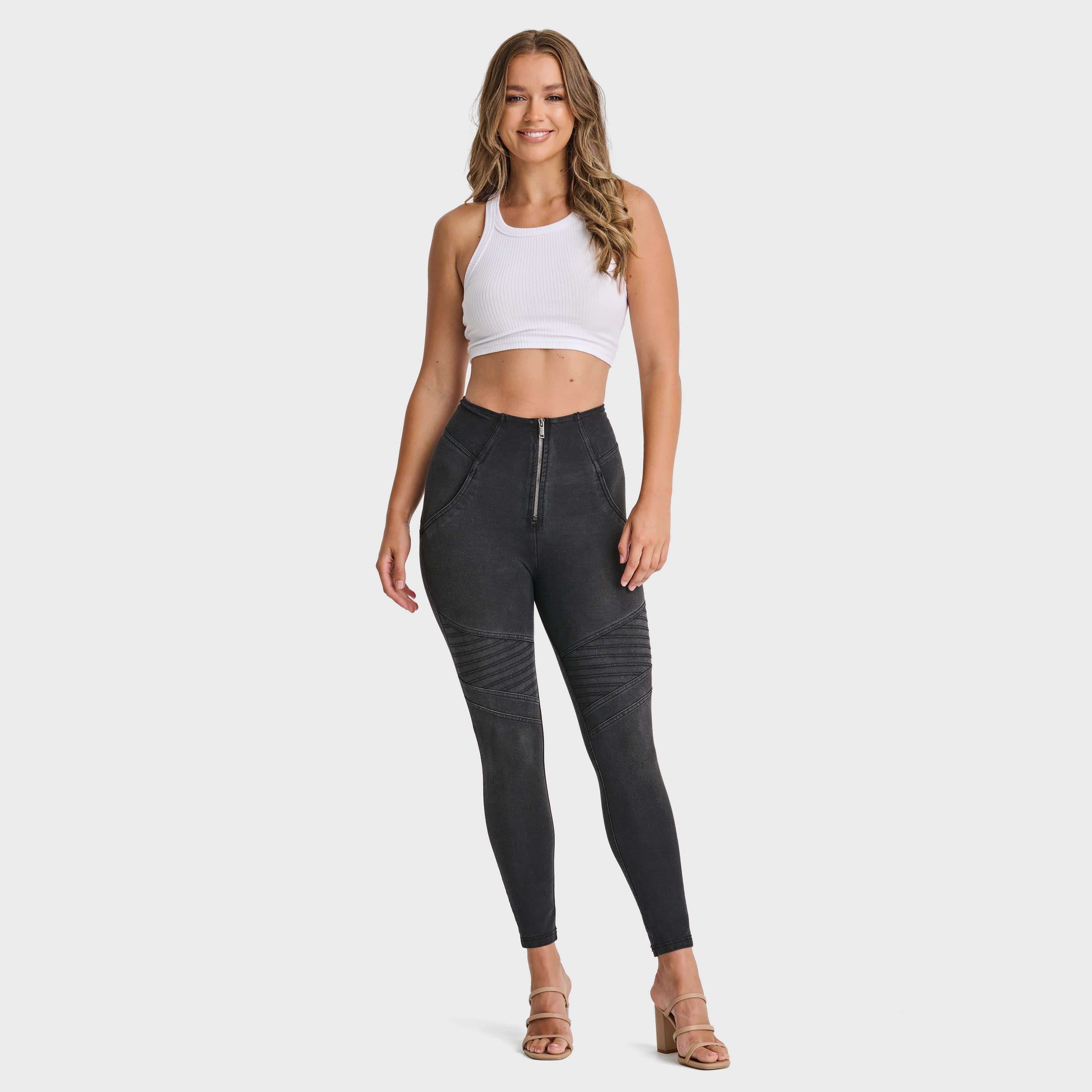 WR.UP® Biker Denim - Super High Waisted - 7/8 Length - Black + Black Stitching 1
