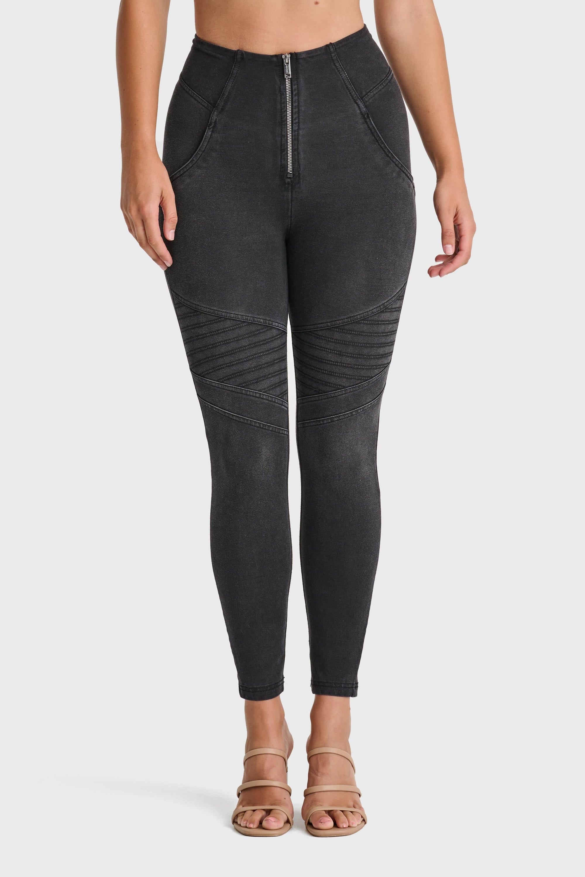 WR.UP® Biker Denim - Super High Waisted - 7/8 Length - Black + Black Stitching 5