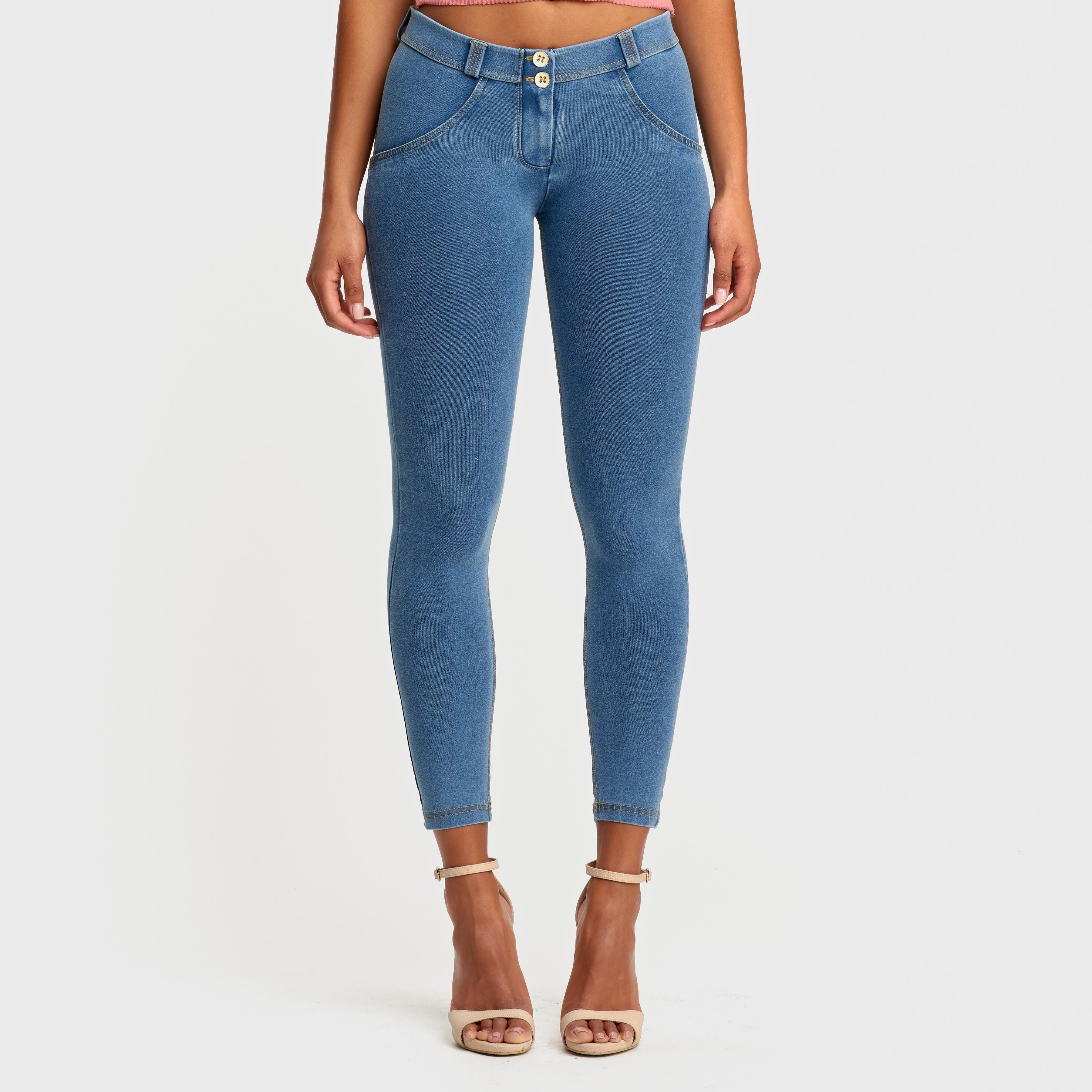 WR.UP® Denim - Mid Rise - 7/8 Length - Light Blue + Yellow Stitching 3