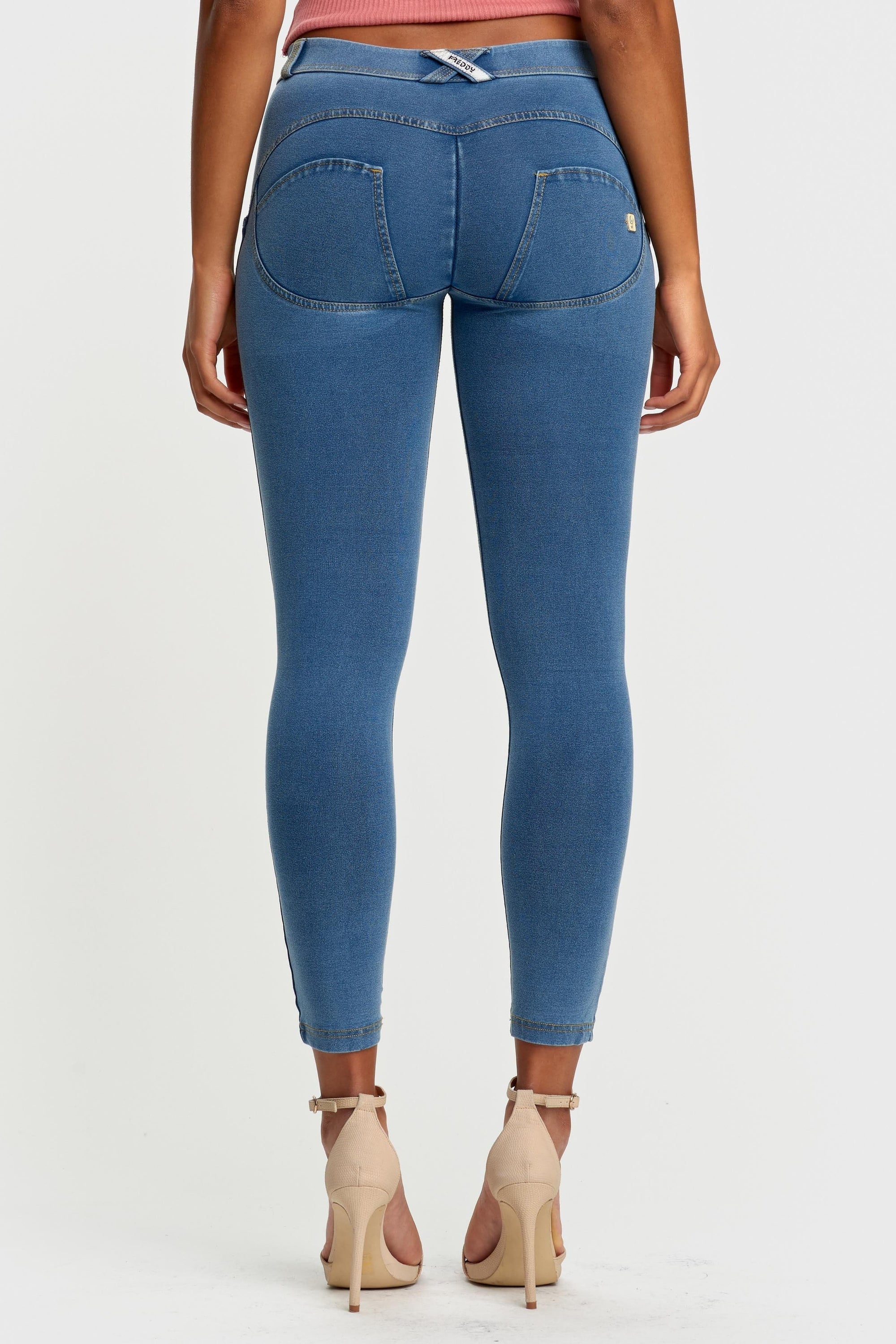 WR.UP® Denim - Mid Rise - 7/8 Length - Light Blue + Yellow Stitching 4