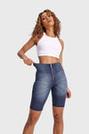 WR.UP® Denim - High Waisted - Biker Shorts - Dark Blue + Blue Stitching 5