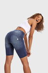 WR.UP® Denim - High Waisted - Biker Shorts - Dark Blue + Blue Stitching 4