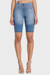WR.UP® Denim - High Waisted - Biker Shorts - Light Blue + Yellow Stitching 3