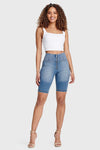 WR.UP® Denim - High Waisted - Biker Shorts - Light Blue + Yellow Stitching 8
