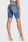 WR.UP® Denim - High Waisted - Biker Shorts - Light Blue + Yellow Stitching 1