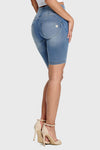 WR.UP® Denim - High Waisted - Biker Shorts - Light Blue + Yellow Stitching 6