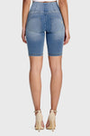 WR.UP® Denim - High Waisted - Biker Shorts - Light Blue + Yellow Stitching 4