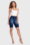 WR.UP® Denim - High Waisted - Biker Shorts - Dark Blue + Blue Stitching 9