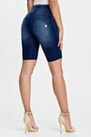 WR.UP® Denim - High Waisted - Biker Shorts - Dark Blue + Blue Stitching 2