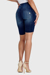 WR.UP® Denim - High Waisted - Biker Shorts - Dark Blue + Blue Stitching 6