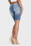WR.UP® Denim - Mid Rise - Biker Shorts - Light Blue + Yellow Stitching 3