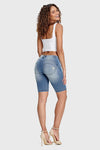WR.UP® Denim - Mid Rise - Biker Shorts - Light Blue + Yellow Stitching 7