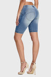 WR.UP® Denim - Mid Rise - Biker Shorts - Light Blue + Yellow Stitching 5