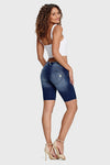 WR.UP® Denim - Mid Rise - Biker Shorts - Dark Blue + Blue Stitching 6