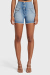 WR.UP® Snug Jeans - High Waisted - Shorts - Light Blue + Yellow Stitching 1