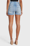 WR.UP® Snug Jeans - High Waisted - Shorts - Light Blue + Yellow Stitching 10