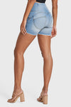 WR.UP® Snug Jeans - High Waisted - Shorts - Light Blue + Yellow Stitching 9