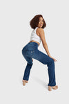 WR.UP® Snug Jeans - High Waisted - Flare - Dark Blue + Blue Stitching 4