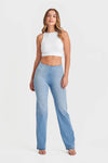 WR.UP® Snug Jeans - High Waisted - Flare - Light Blue + Yellow Stitching 2