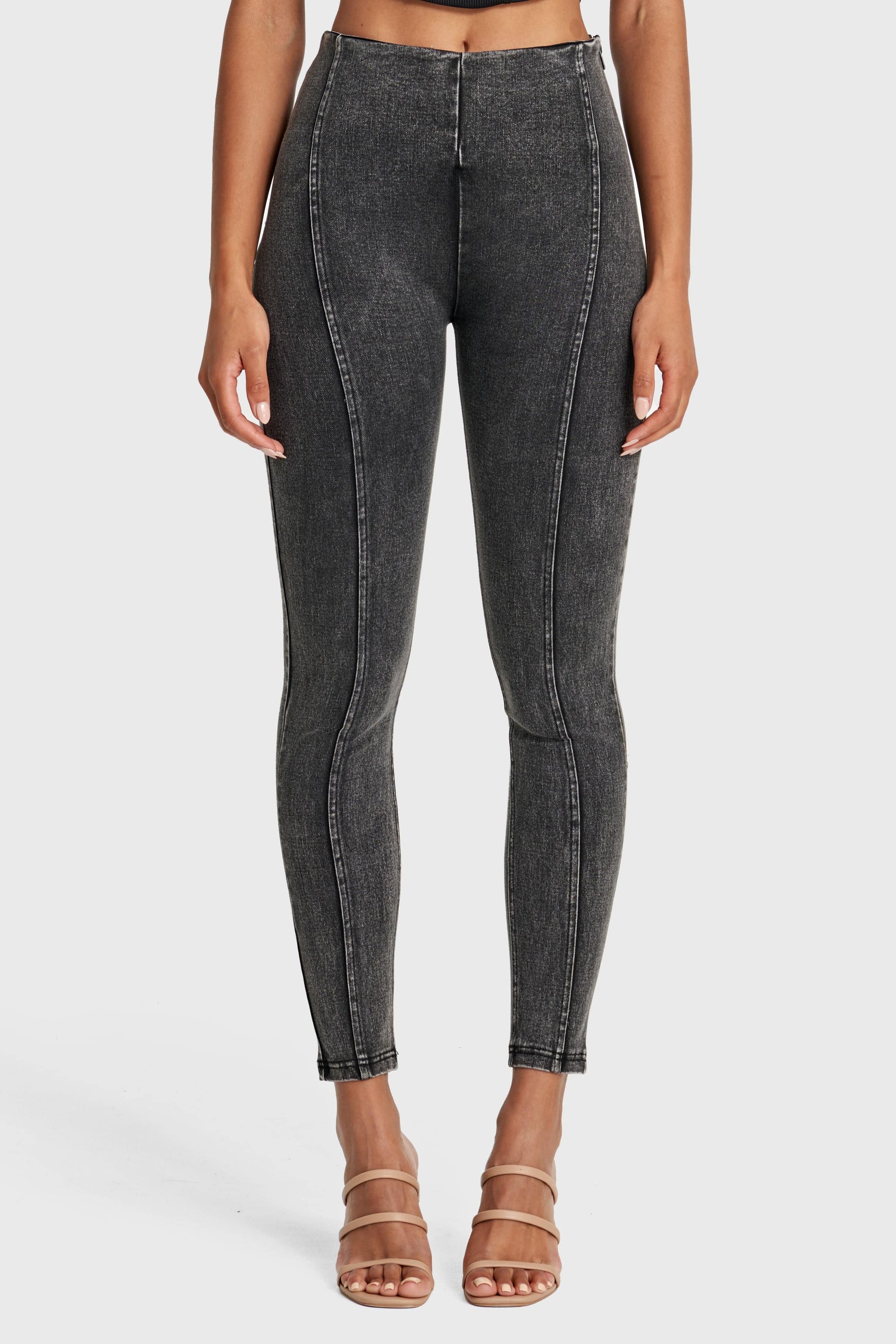 WR.UP® Snug Jeans - High Waisted - Full Length - Washed Black + Black Stitching 4
