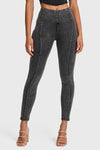 WR.UP® Snug Jeans - High Waisted - Full Length - Washed Black + Black Stitching 9