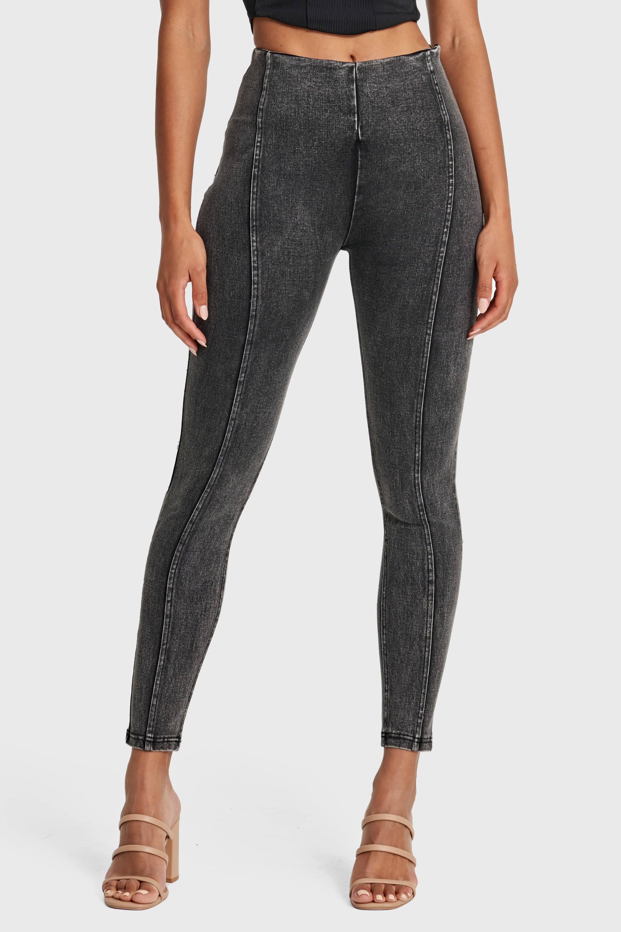 WR.UP® Snug Jeans - High Waisted - Full Length - Washed Black + Black Stitching 9