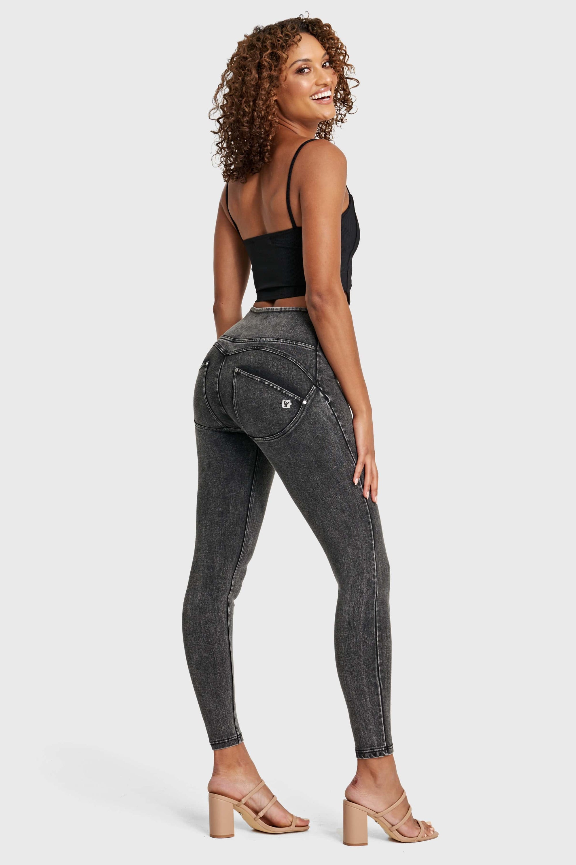 WR.UP® Snug Jeans - High Waisted - Full Length - Washed Black + Black Stitching 7