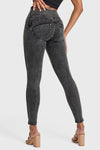 WR.UP® Snug Jeans - High Waisted - Full Length - Washed Black + Black Stitching 12