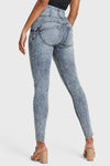WR.UP® Snug Ripped Jeans - High Waisted - Full Length - Blue Stonewash + Yellow Stitching 9