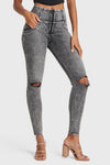 WR.UP® Snug Ripped Jeans - High Waisted - Full Length - Grey Stonewash + Grey Stitching 12