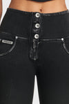 WR.UP® Snug Ripped Jeans - High Waisted - Full Length - Coated Black + Black Stitching 10