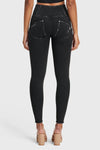 WR.UP® Snug Ripped Jeans - High Waisted - Full Length - Coated Black + Black Stitching 9