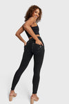 WR.UP® Snug Ripped Jeans - High Waisted - Full Length - Coated Black + Black Stitching 5