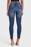 WR.UP® Snug Distressed Jeans - High Waisted - Full Length - Dark Blue + Blue Stitching 7