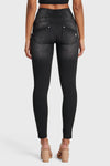 WR.UP® Snug Distressed Jeans - High Waisted - Full Length - Black + Black Stitching 11