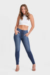 WR.UP® Snug Jeans - High Waisted - Full Length - Dark Blue + Blue Stitching 3