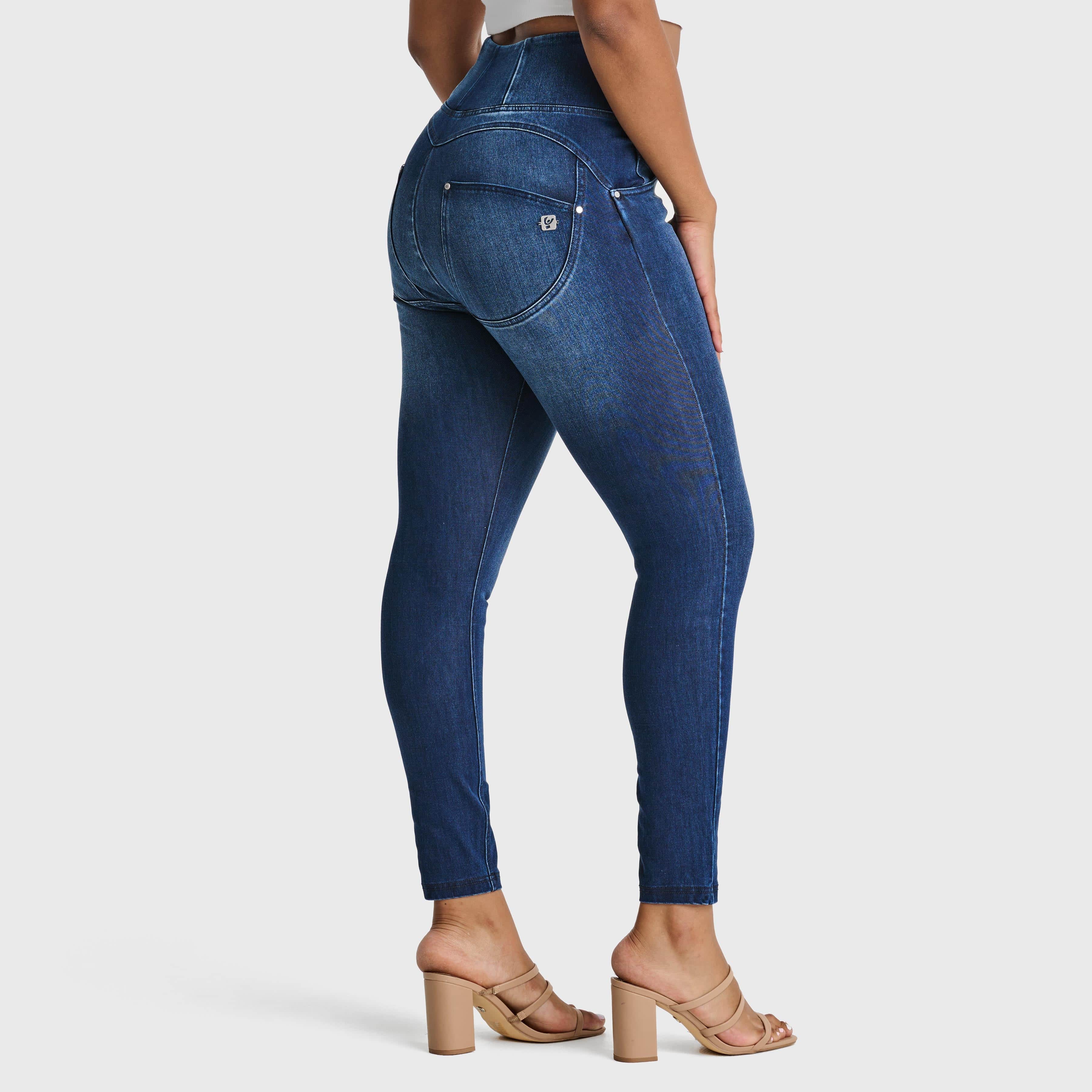 WR.UP® Snug Curvy Jeans - High Waisted - Full Length - Dark Blue + Blue Stitching 1