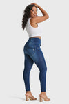 WR.UP® Snug Curvy Jeans - High Waisted - Full Length - Dark Blue + Blue Stitching 4