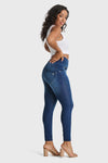 WR.UP® Snug Curvy Jeans - High Waisted - Full Length - Dark Blue + Blue Stitching 5