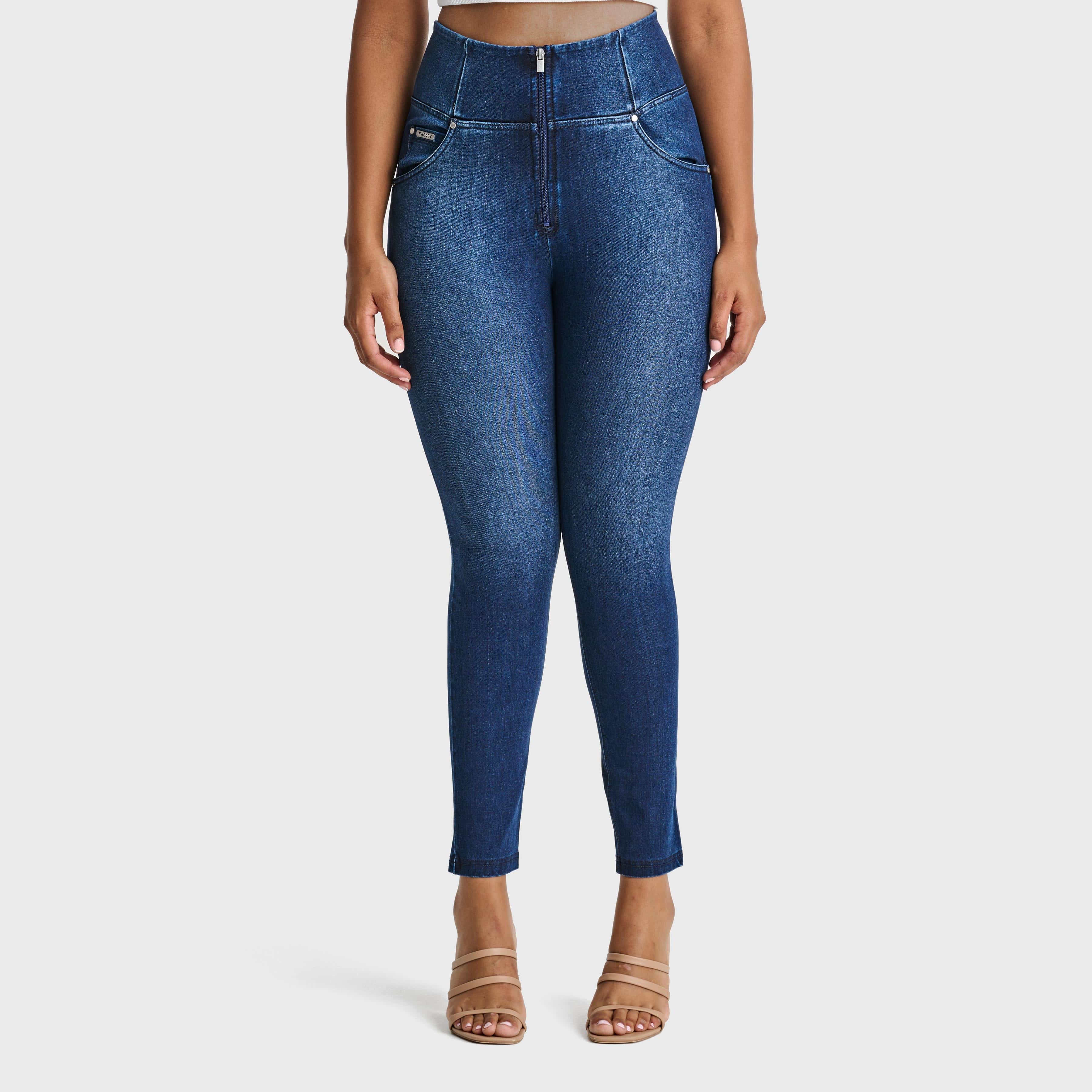 WR.UP® Snug Curvy Jeans - High Waisted - Full Length - Dark Blue + Blue Stitching 3